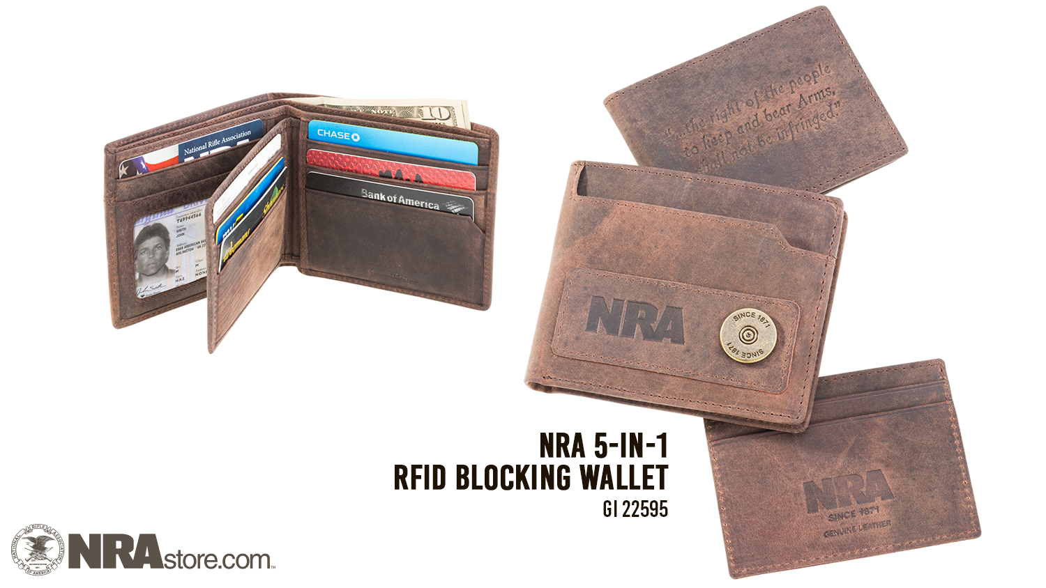 Carry Confidently With The NRA 5-In-1 RFID Blocking Wallet