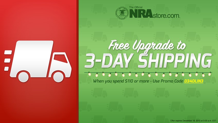 Shop last minute Christmas gifts with FREE upgrade to 3 day shipping at NRAstore.com