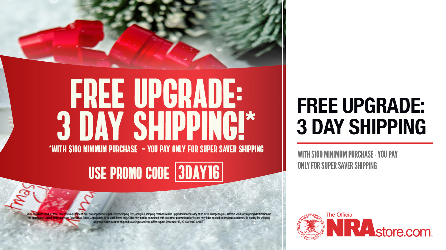Free Upgrade to 3 Day Shipping at NRAstore