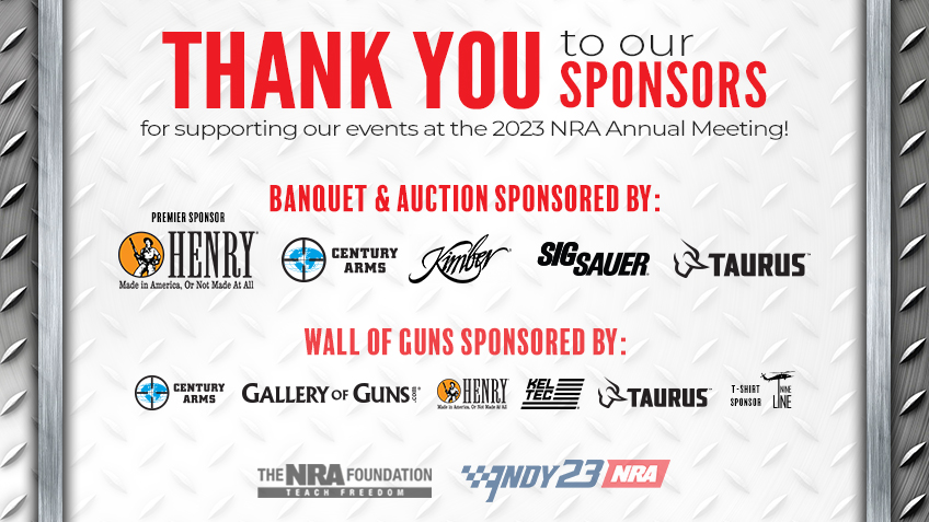 NRA Foundation Announces 2023 Sponsors for Their Events at The National NRA Meetings and Exhibits in Indianapolis, IN